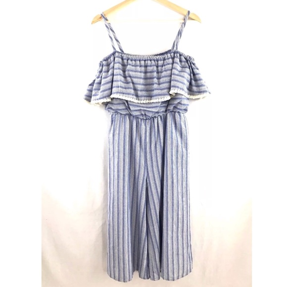 Dee Elly Jumpsuit Fringe Ruffle Popover Stripe - Picture 8 of 8